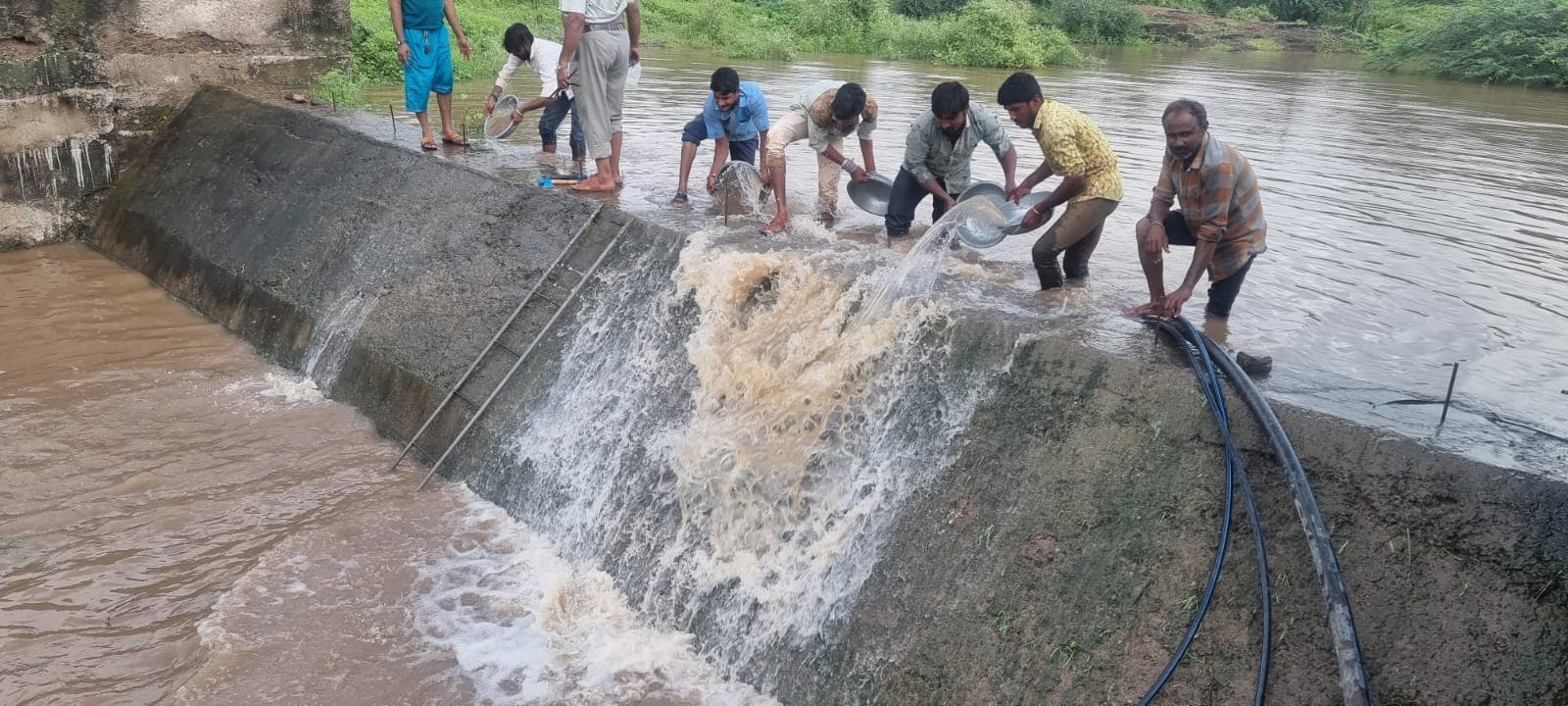 Villagers Repairing Check Dam
