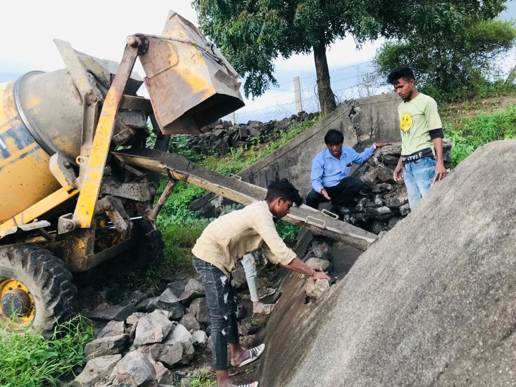 Stone Pitching Work for Check Dam Strengthening